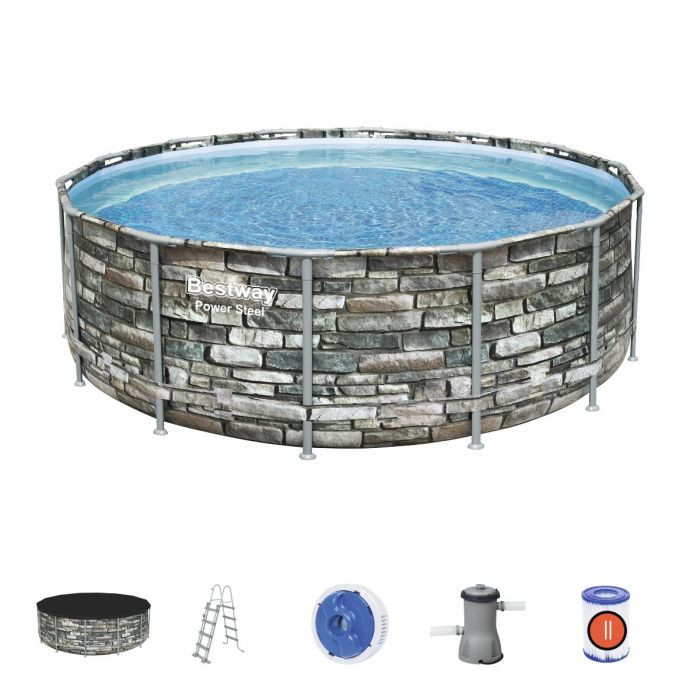 Power Steel™ bazen s uzorkom kamena 427 x 122 cm